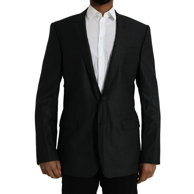 Dolce & Gabbana Black Wool Notch Singlebreasted Coat Blazer Virgin Silk Clothing - Men