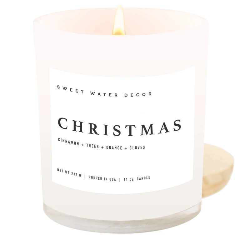 Christmas Soy Candle - White Jar - 11 oz