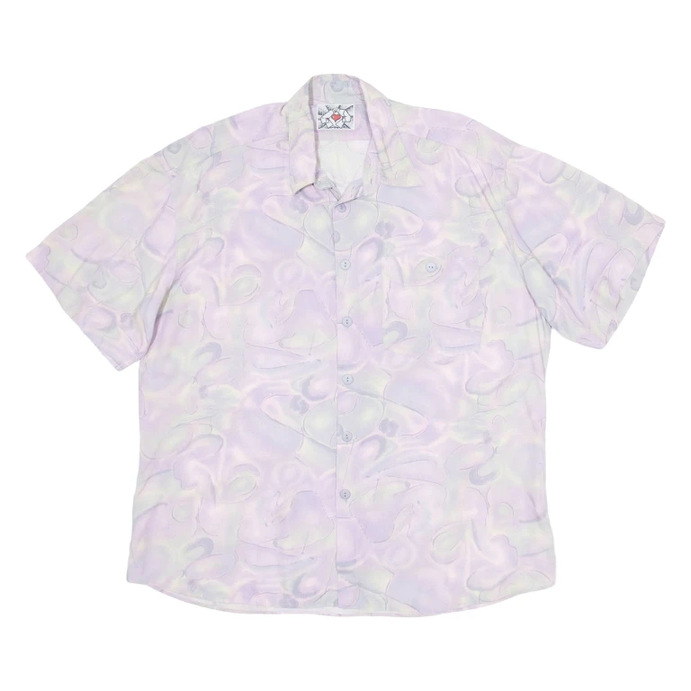 Mens Shirt Purple Crazy Pattern L