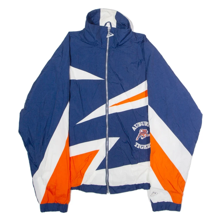 GENUINE STUFF Auburn Tigers Mens Windbreaker Jacket Blue 90s USA L