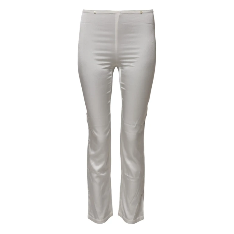 Dolce & Gabbana Ivory Silk Tapered High Waist Pants Off White Elastane - Women