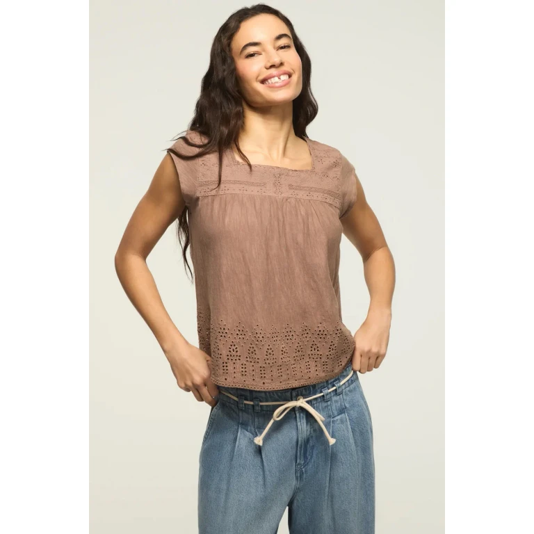 Women's Shell Sleeve Square Neck Top - Etherea
