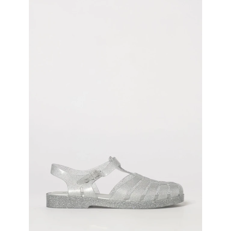 Possession Glitter PVC Fisherman Sandals with Low Heel (33520BR229GLITTERCLEARSILVER)