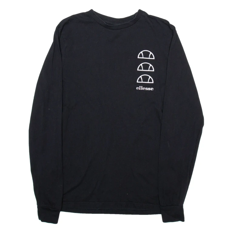 ELLESSE Womens T-Shirt Black Long Sleeve UK 8