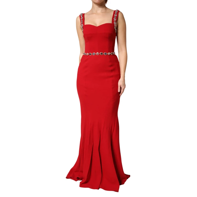 Dolce & Gabbana Red Embellished Sheath Mermaid Gown Dress 46+03+vi - Women