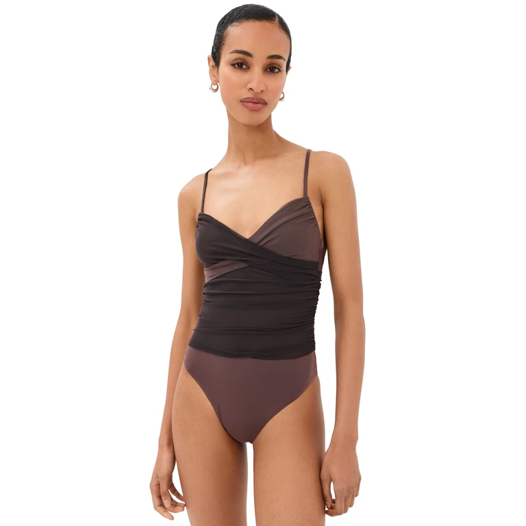 STAUD La Mer One Piece Espresso/Dark Chocolate M