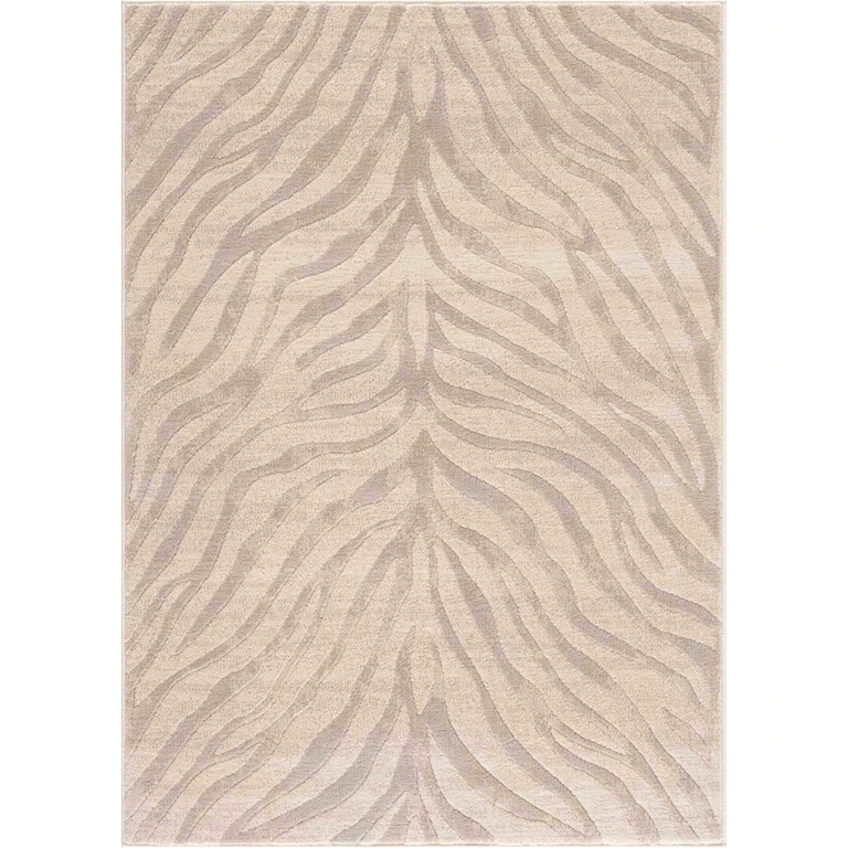 Beige Manteca Zebra Print Area Rug