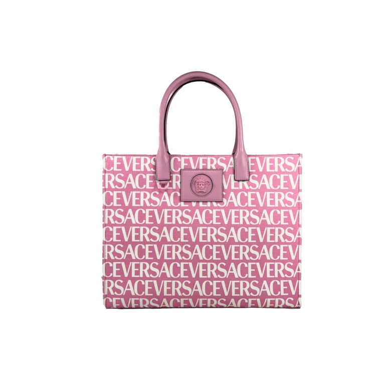 Versace Medusa Large Canvas Tote Bag Baby Pink Gold - Women