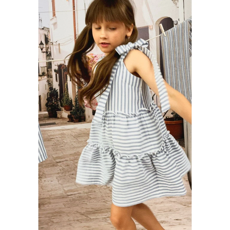 Girl Twirl Dress - Blue and White Stripes - 1-2 years