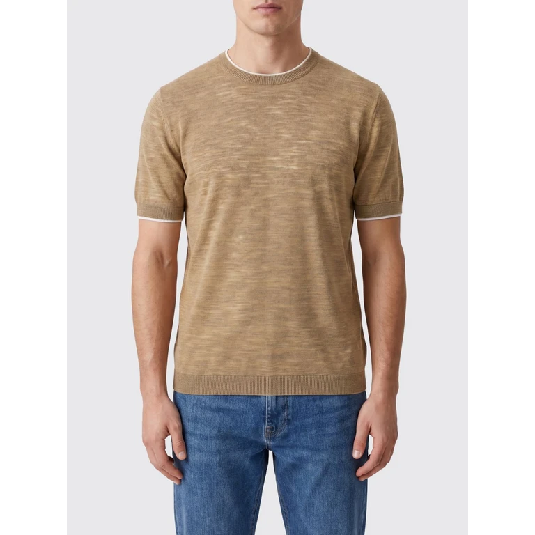 Crewneck T-Shirt in Linen Blend with Ribbed Edges (203CD0197308)