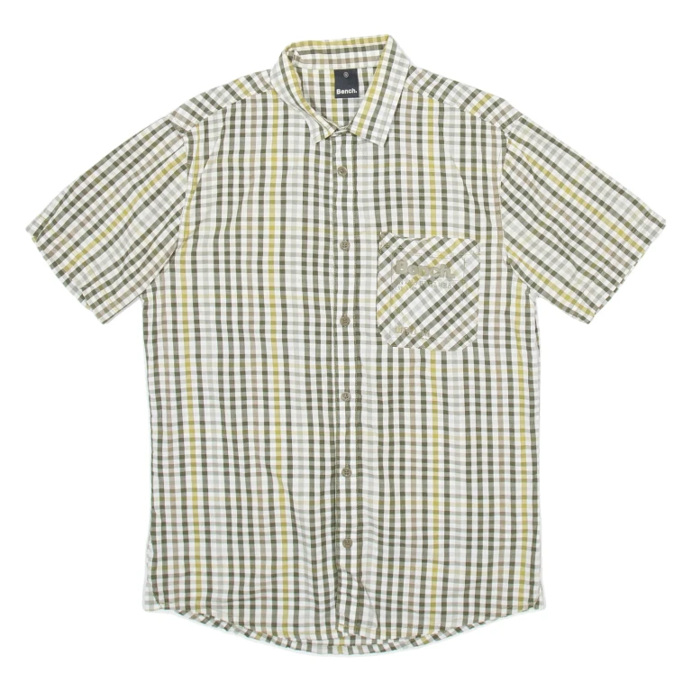 BENCH Mens Shirt Green Check S