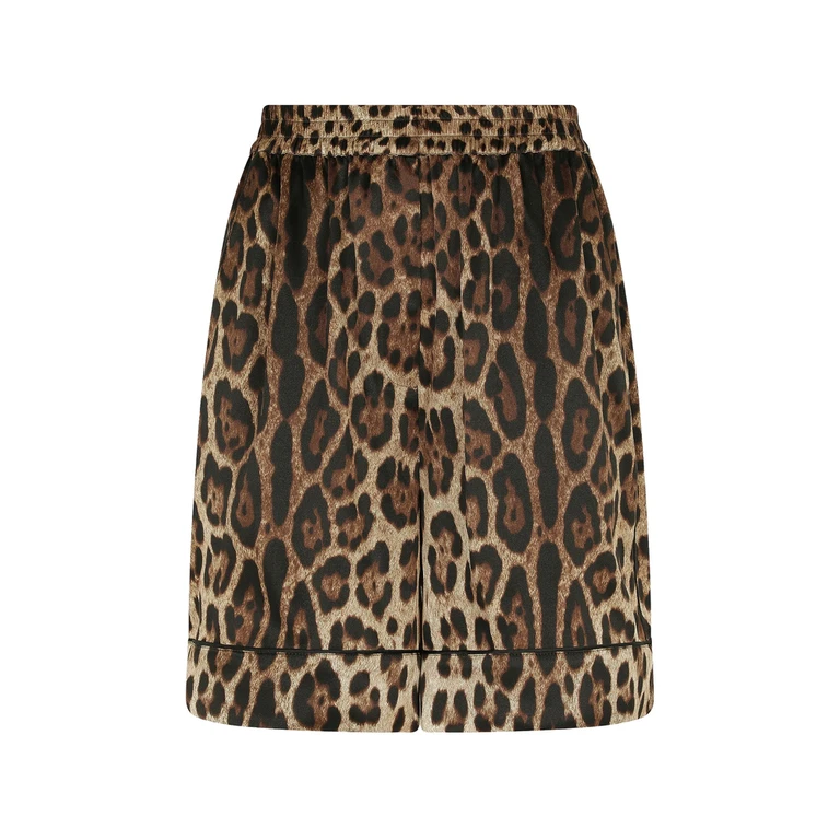 Pantaloncini Dolce & Gabbana in seta con stampa leopardata
