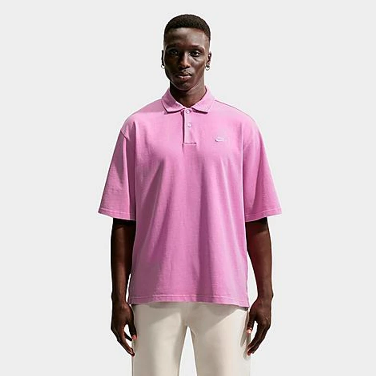 Nike Men's Sportswear Jersey Polo Shirt in Light Magenta Size: XS