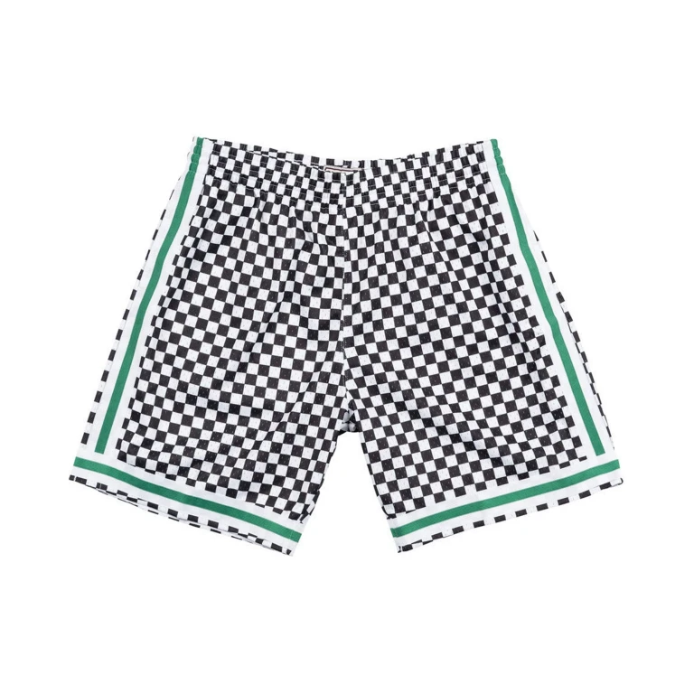 Men's NBA Checked Swingman Shorts Boston Celtics White