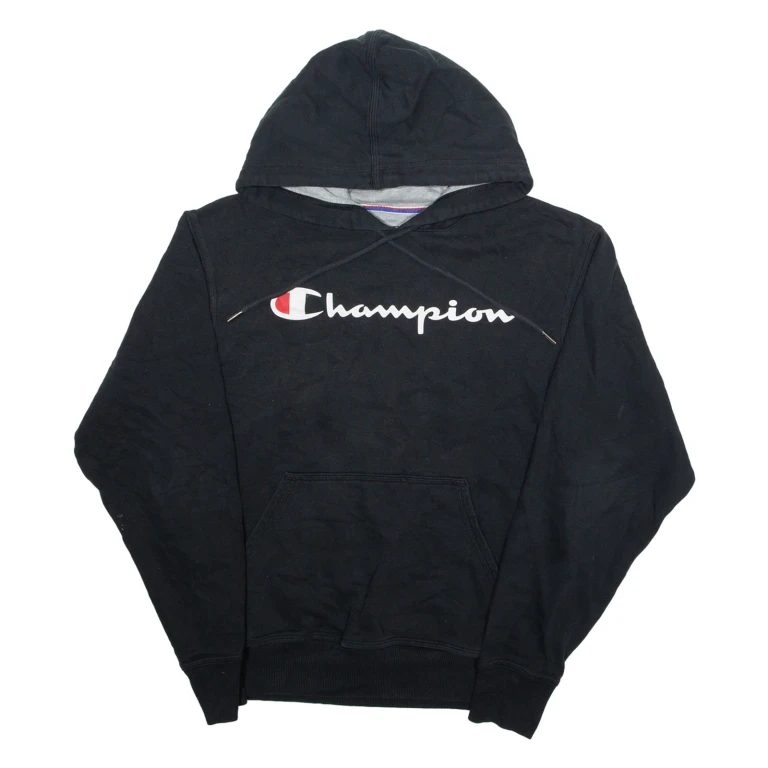 CHAMPION Mens Black Hoodie S