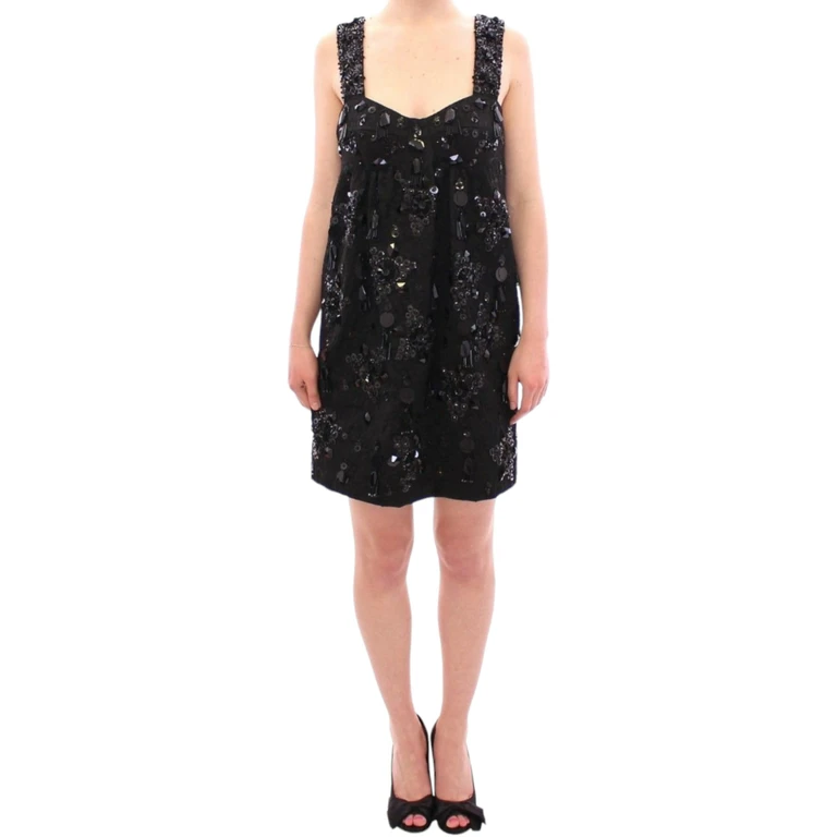 Dolce & Gabbana Black Floral Crystal Embedded Dress Polyester - Women