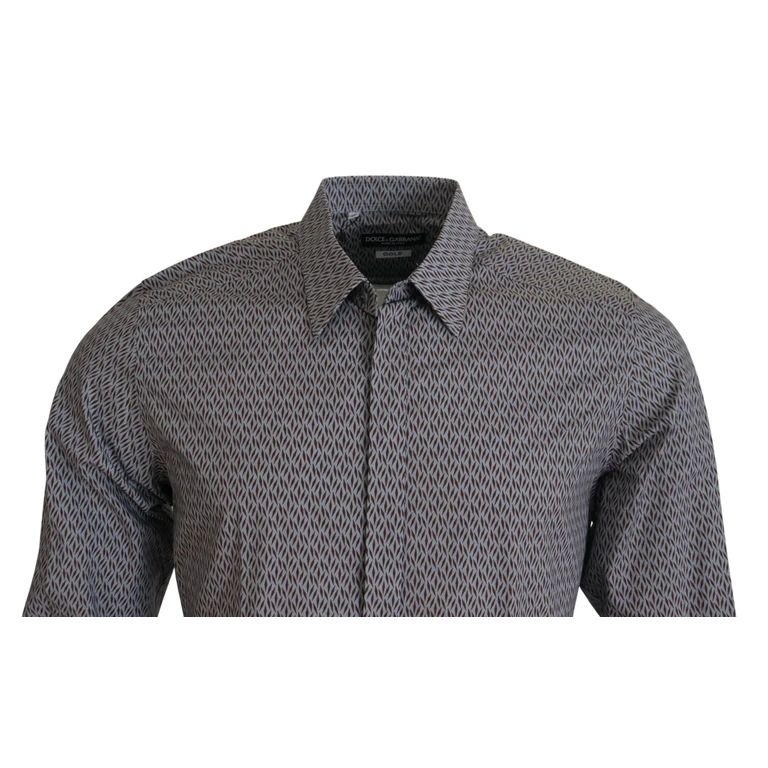Gray Brown Gold Slim Fit Dress Formal Shirt Cotton - Men