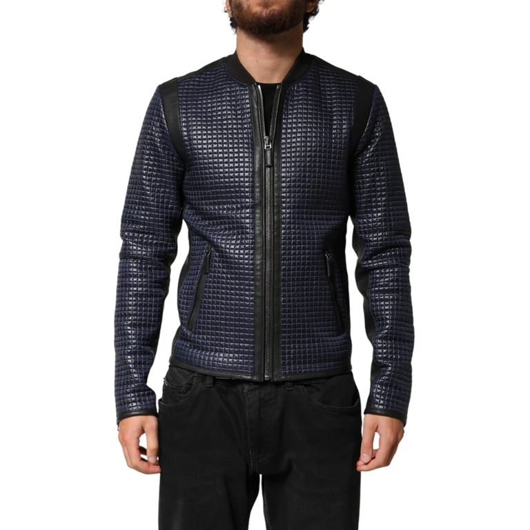 Dolce & Gabbana Blue Nylon Full Zip Bomber Men Jacket Pa+sheep Clothing - Men