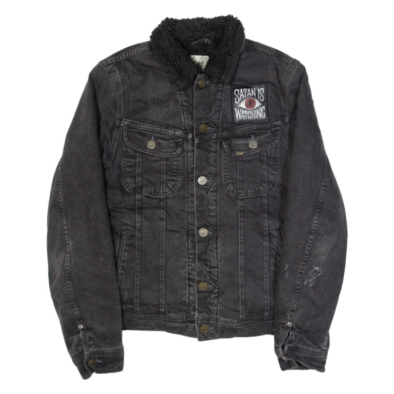 LEE Mens Sherpa Lined Denim Jacket Black S