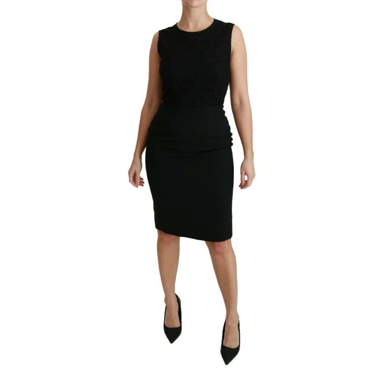 Dolce & Gabbana Black Floral Lace Sheath Gown Dress - Women