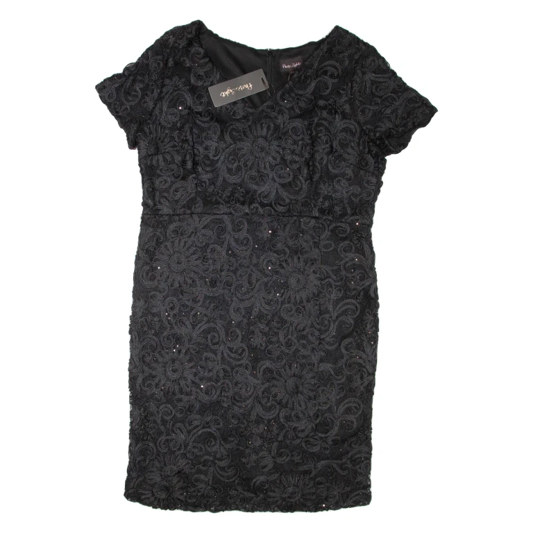 PHASE EIGHT Womens Day Dress Black Short Sleeve Knee Length XL