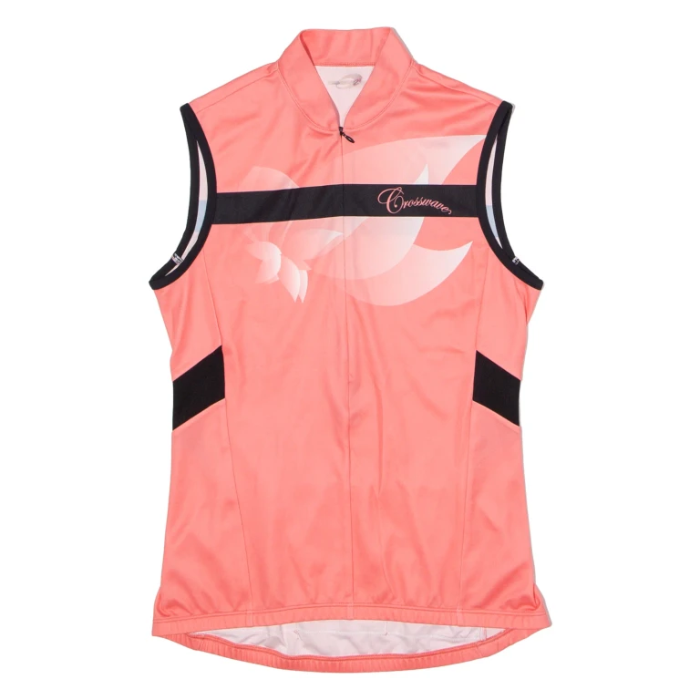 CROSSWAVE Cycling Womens Jersey Pink Sleeveless 1/2 Zip M