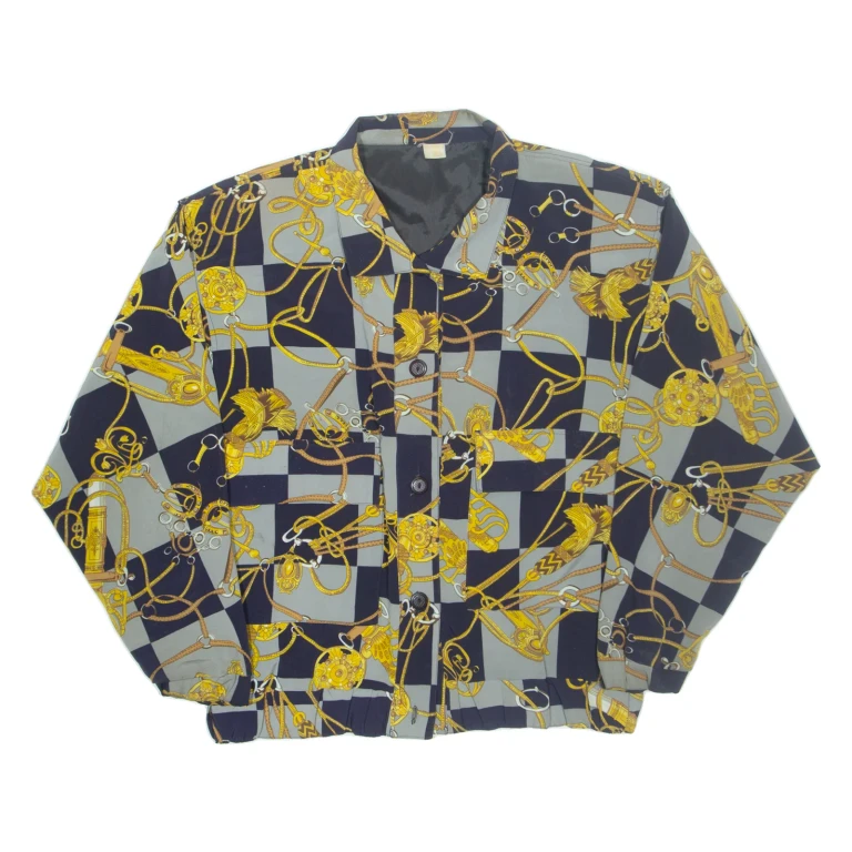 Womens Jacket Grey 90s Crazy Pattern L