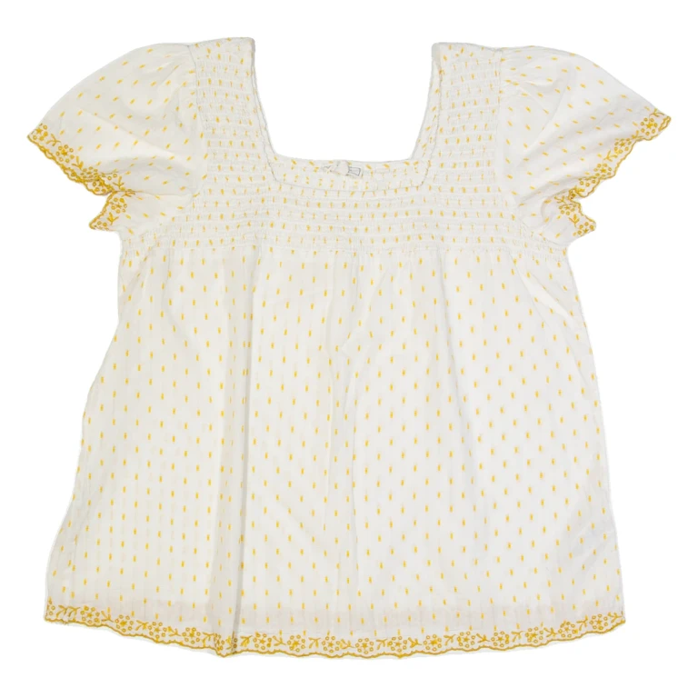 FAT FACE Womens Printed Top White Spotted UK 12