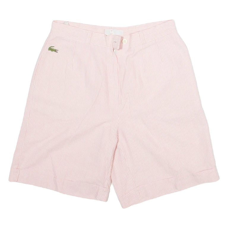 LACOSTE Womens Workwear Shorts Pink Striped XS W26