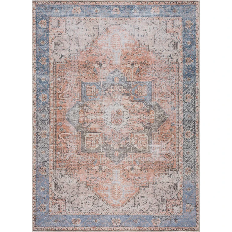 Rosman Distressed Washable Area Rug