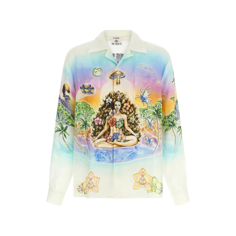 Cuban-collar Print Shirt