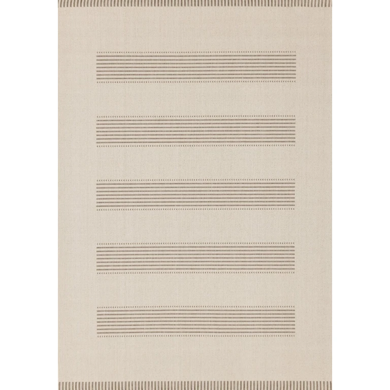 Jasper 7 x 10 Cream and Beige Striped Outdoor Rug