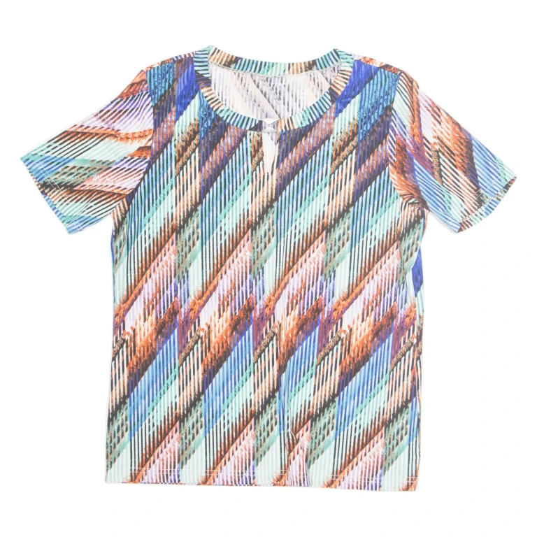 Womens Printed Top Blue Crazy Pattern M