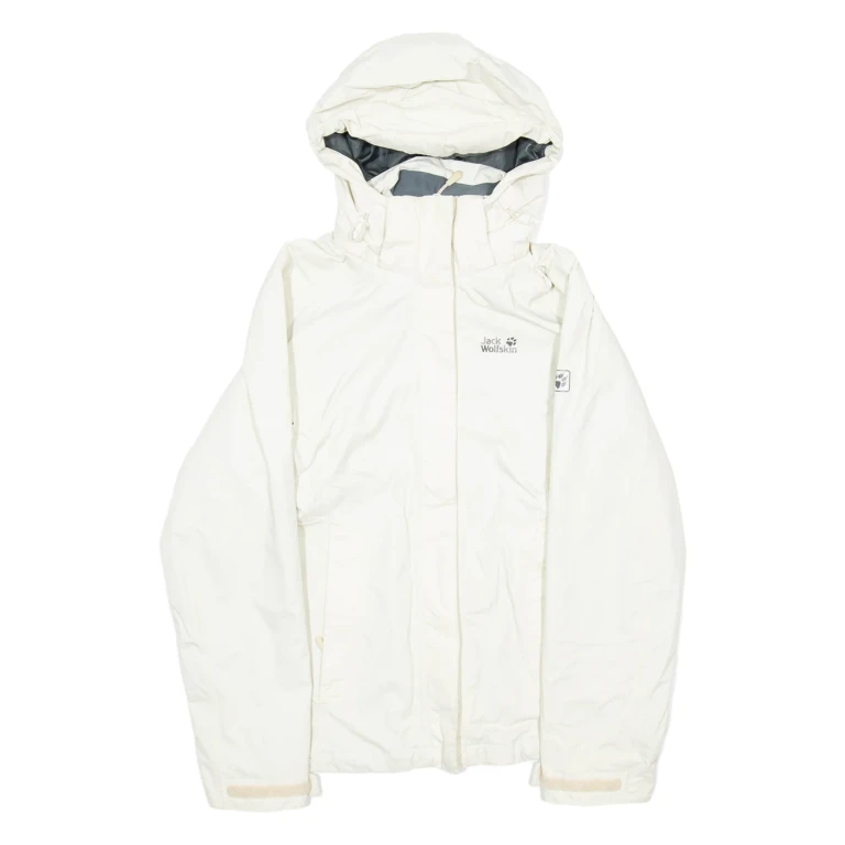JACK WOLFSKIN Womens Rain Coat White Hooded XS