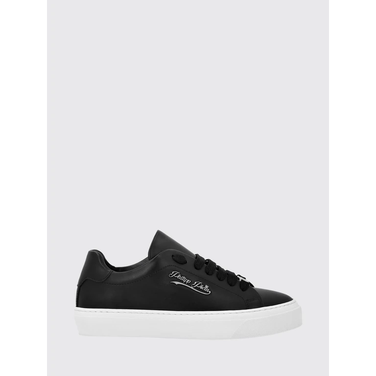 Low Top Smooth Leather Sneakers with Applied Metal Logo (LADSUSC0790PLE005N02)