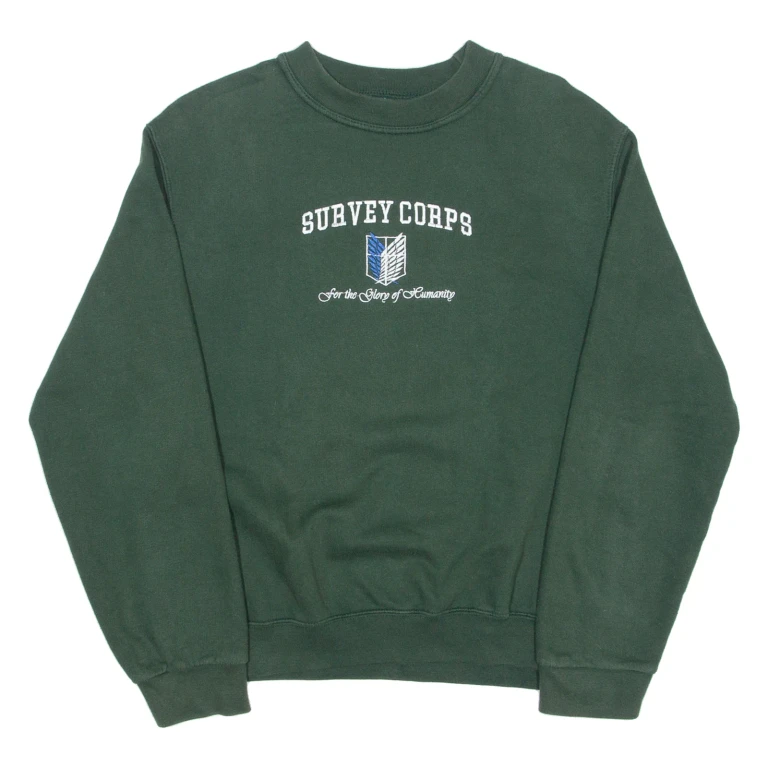 B&C Survey Corps Mens Sweatshirt Green Crew Neck S