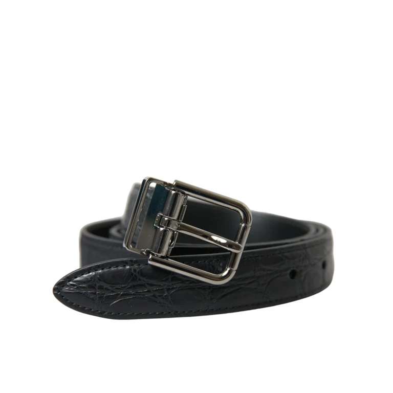 Dolce & Gabbana Black Leather Silver Metal Buckle Belt - Men