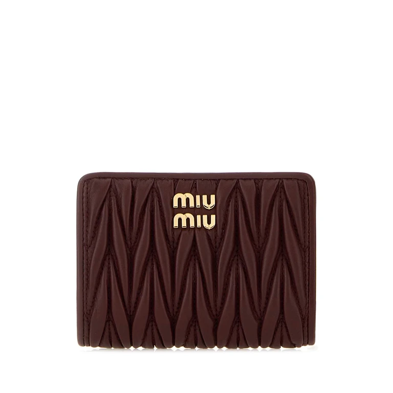 Burgundy Leather Wallet Bordeaux Portafogli - Women