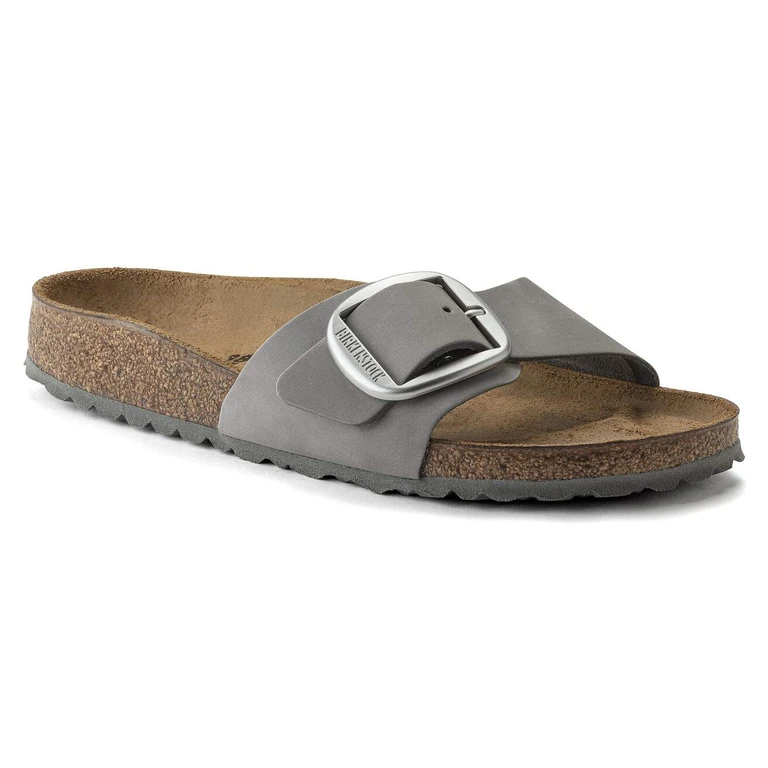 Unisex Madrid Big Buckle Nubuck Leather Dove Gray