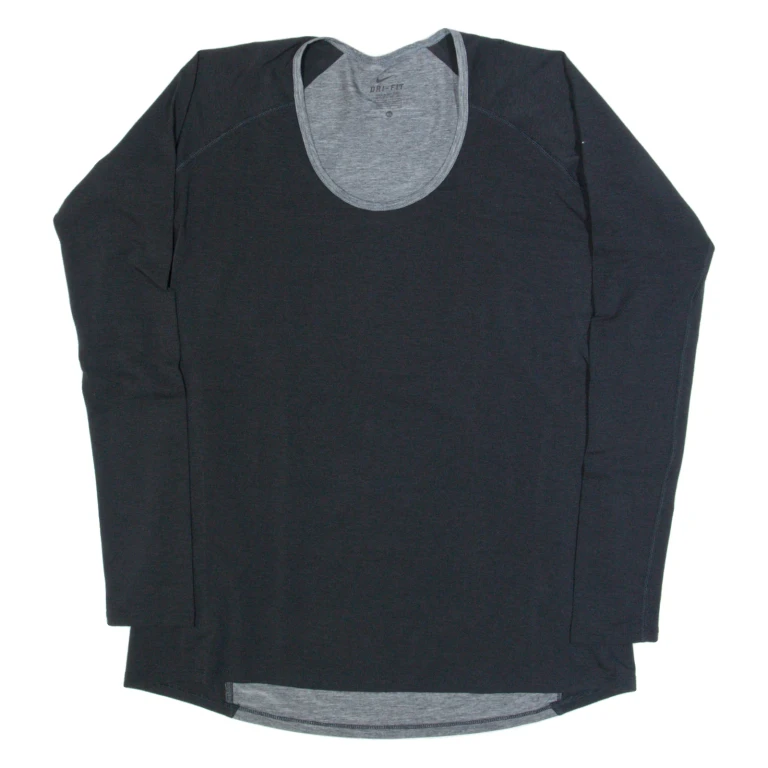NIKE Dri-Fit Womens T-Shirt Black Long Sleeve XL