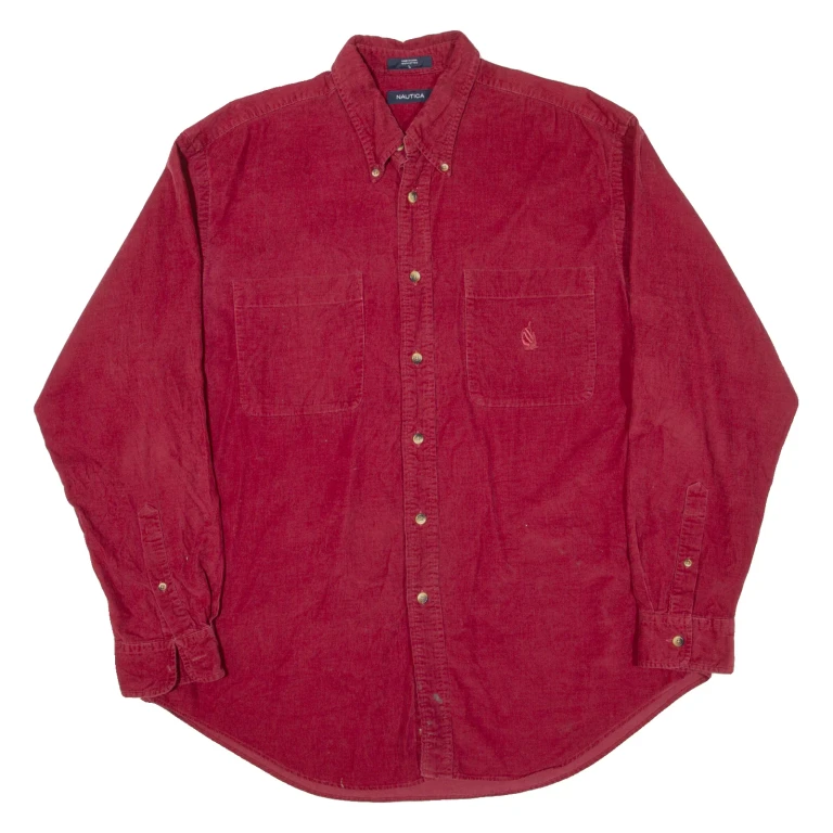 NAUTICA Mens Corduroy Shirt Red Long Sleeve L
