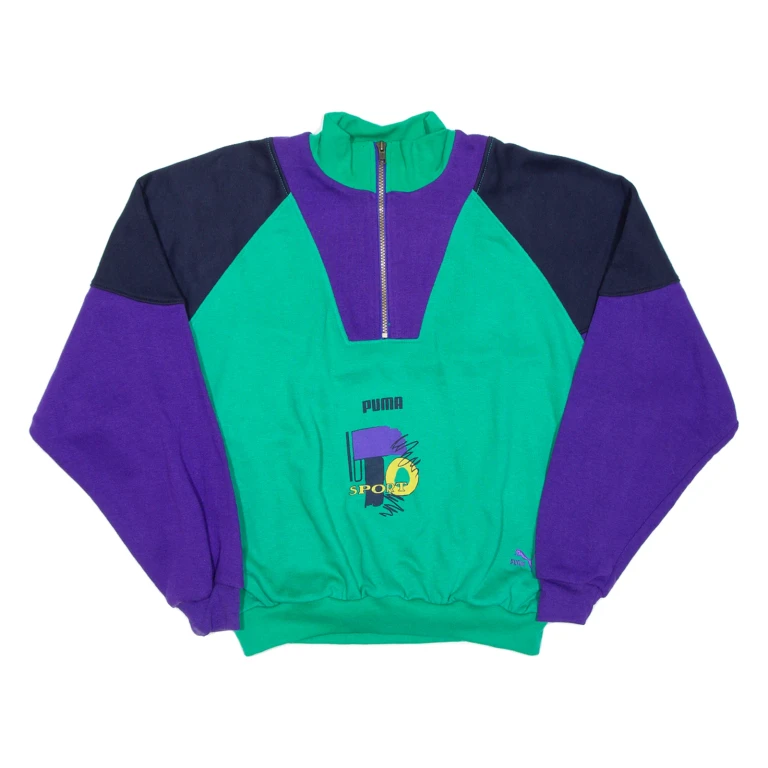 PUMA Womens Sweatshirt Purple 1/4 Zip M