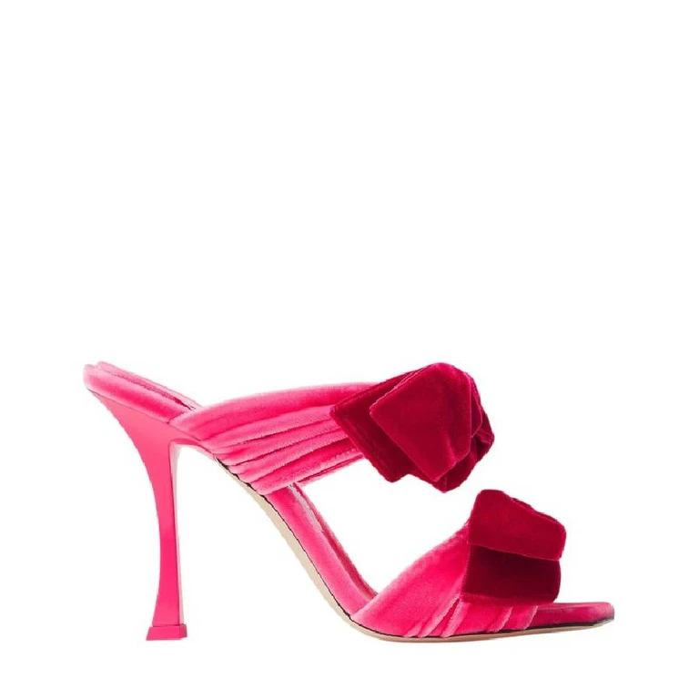 Flaca 100Mm Candy Pink Velvet Bow Sandals, Brand Size 35.5 ( US Size 5.5 )