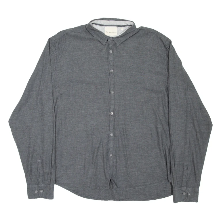 DKNY Mens Plain Shirt Grey Long Sleeve 2XL