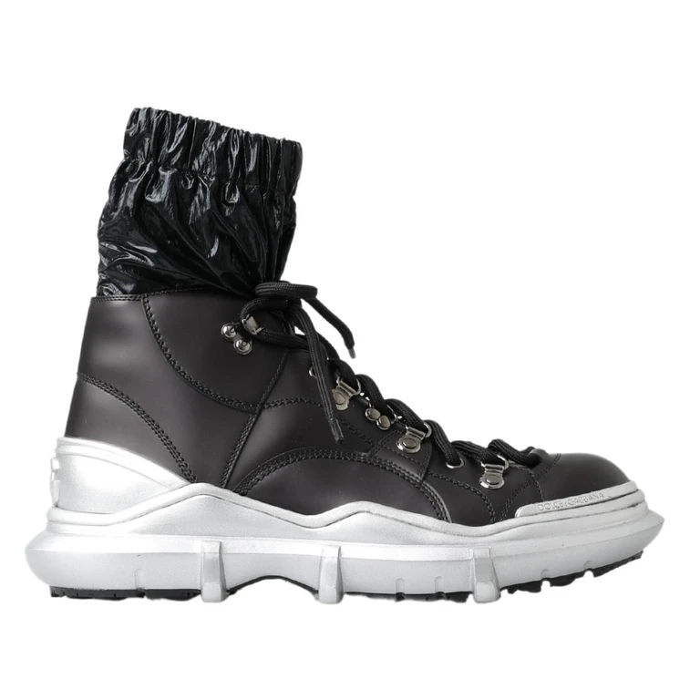 Dolce & Gabbana Black Nylon Galileo High Top Sneakers Shoes Leather - Men