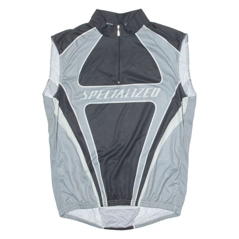 SPECIALIZED Cycling Mens Jersey Grey Sleeveless 1/4 Zip 3XL