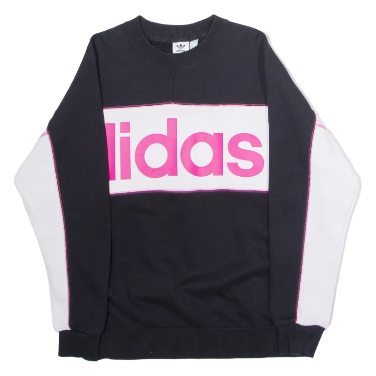 ADIDAS ORIGINALS Womens Sweatshirt Black Crew Neck UK 8