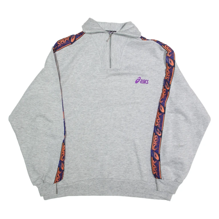 ASICS Womens Sweatshirt Grey 1/4 Zip M