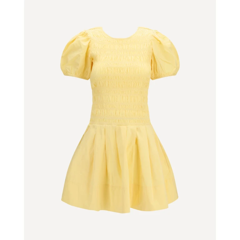 GANNI Stretch cotton mini Dress with balloon sleeves Female 38