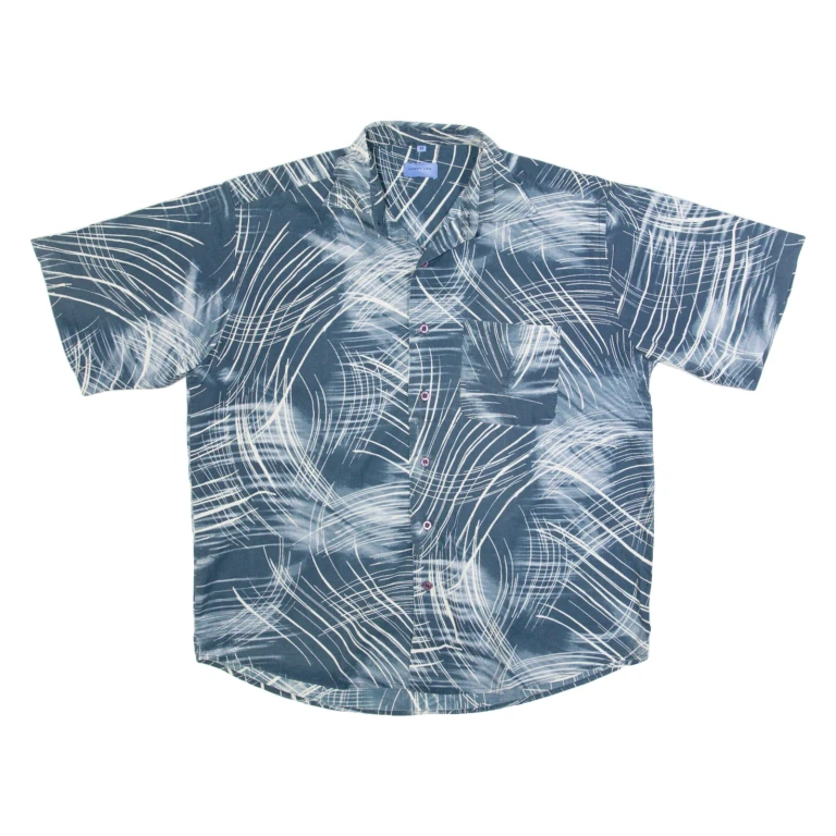 HAPPY LIFE Mens Shirt Blue Crazy Pattern M